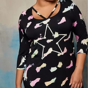 SUPER SOFT STRAPPY TEE - TIE DYE LOVESICK STAR BLACK